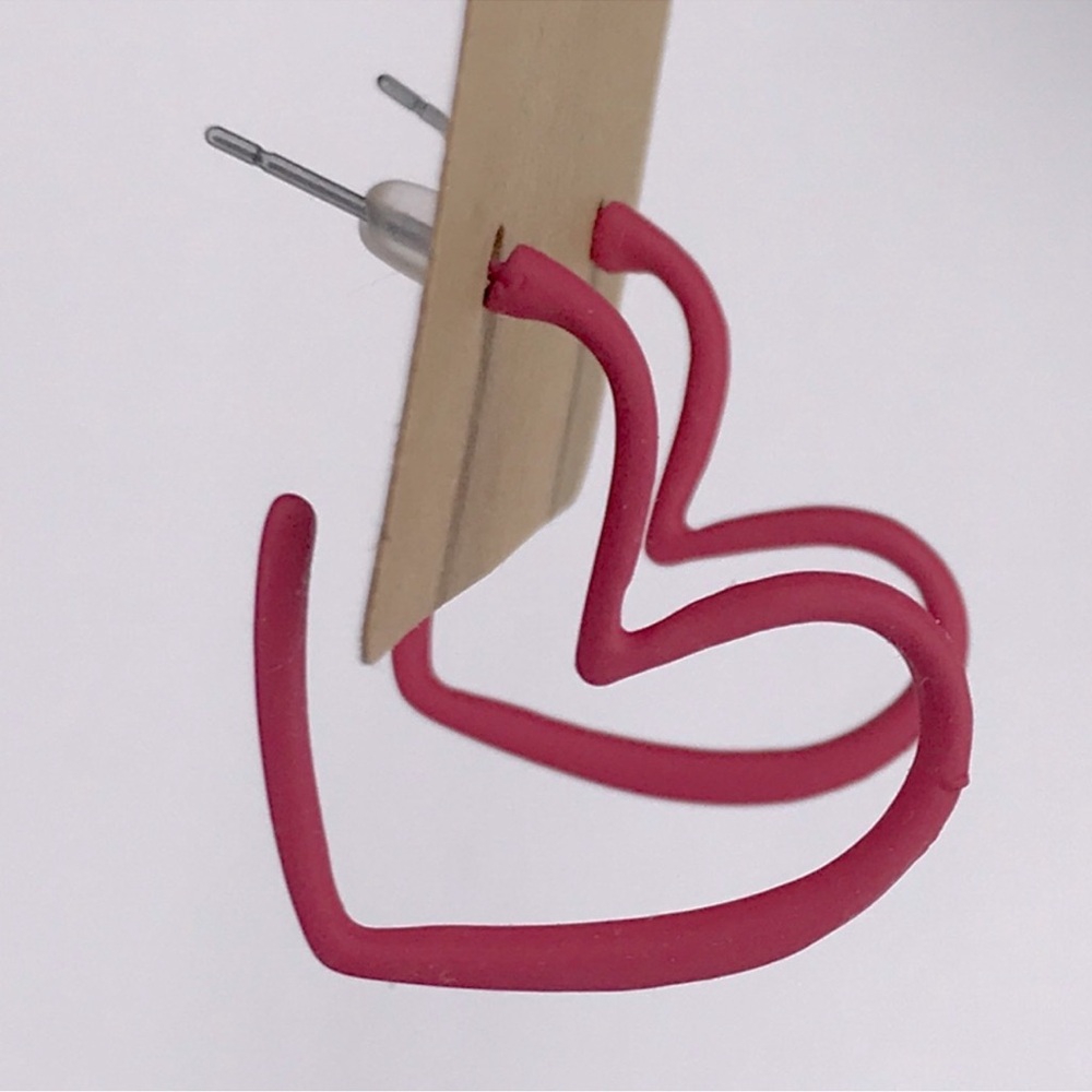 Magenta Heart Hoop Earrings